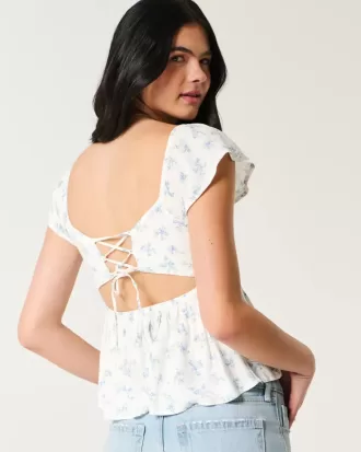 Bequemes Babydoll-Oberteil mit Flatterärmeln