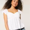 Bequemes Babydoll-Oberteil mit Flatterärmeln