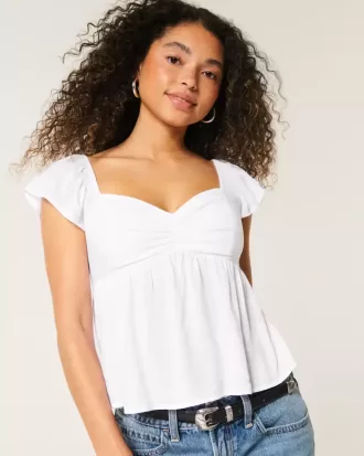 Bequemes Babydoll-Oberteil mit Flatterärmeln