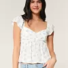 Bequemes Babydoll-Oberteil mit Flatterärmeln