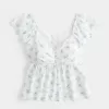 Bequemes Babydoll-Oberteil mit Flatterärmeln