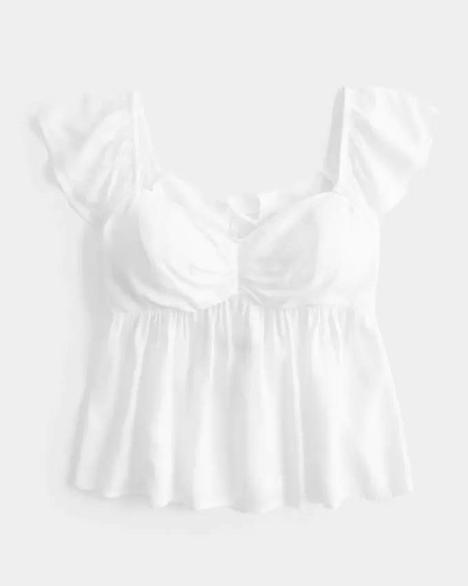 Bequemes Babydoll-Oberteil mit Flatterärmeln