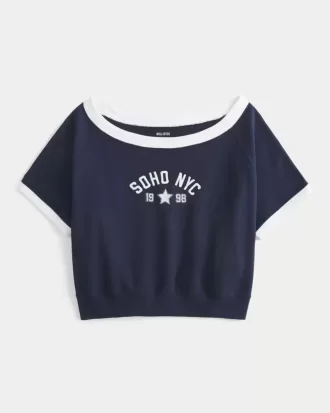 Bequemes Kurzarm-Sweatshirt aus Frottee-Fleece mit Grafik