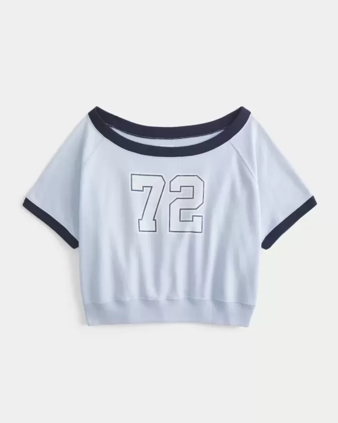 Bequemes Kurzarm-Sweatshirt aus Frottee-Fleece mit Grafik