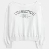 Bequemes, schulterfreies Connecticut-Grafik-Sweatshirt
