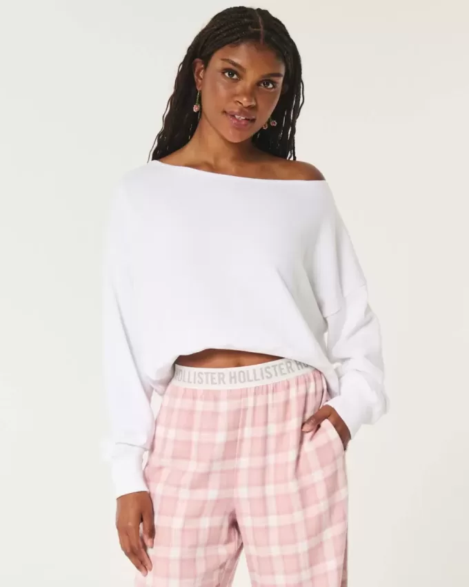 Bequemes, schulterfreies Frottee-Sweatshirt