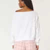 Bequemes, schulterfreies Frottee-Sweatshirt