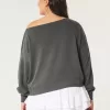 Bequemes, schulterfreies Frottee-Sweatshirt Bequemes, schulterfreies Frottee-Sweatshirt