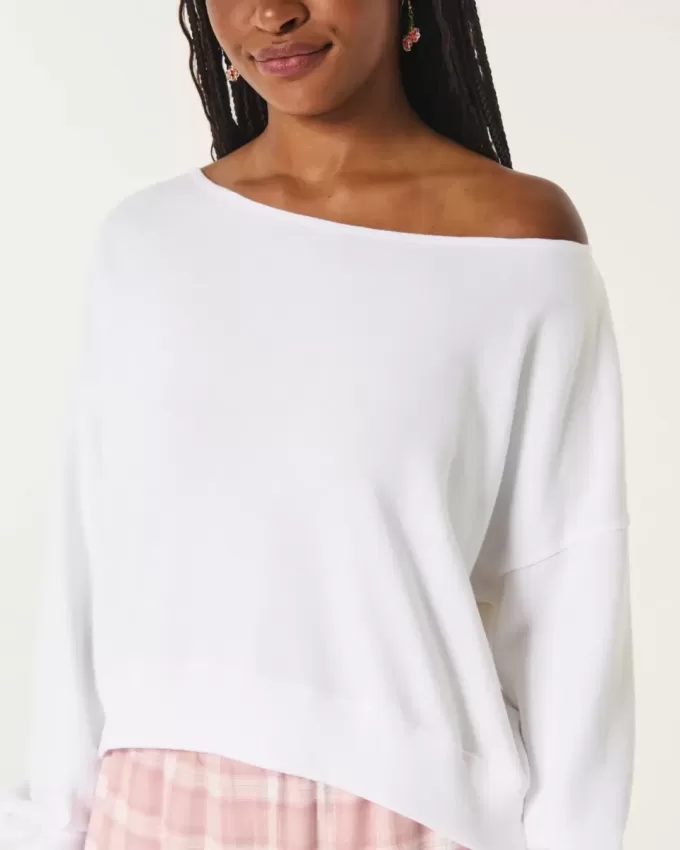 Bequemes, schulterfreies Frottee-Sweatshirt