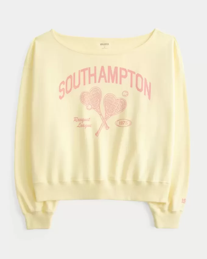Bequemes schulterfreies Southampton-Sweatshirt mit Grafik