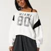 Bequemes schulterfreies Sweatshirt mit Miami-Grafik
