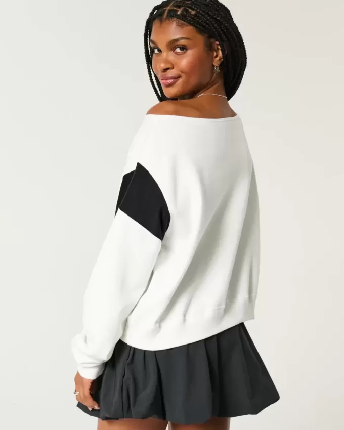 Bequemes schulterfreies Sweatshirt mit Miami-Grafik