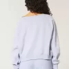 Bequemes, schulterfreies Sweatshirt mit NYC-Grafik