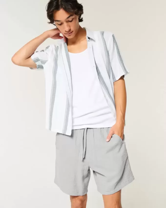 Über dem Knie Crinkle-Baumwollshorts Über dem Knie Crinkle-Baumwollshorts