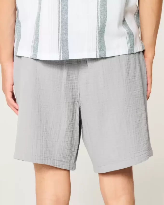 Über dem Knie Crinkle-Baumwollshorts Über dem Knie Crinkle-Baumwollshorts