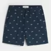 Über dem Knie geschnittene Shorts aus Leinenmischung mit Muster Über dem Knie geschnittene Shorts aus Leinenmischung mit Muster