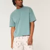 Über dem Knie geschnittene Shorts aus Leinenmischung mit Muster Über dem Knie geschnittene Shorts aus Leinenmischung mit Muster