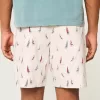 Über dem Knie geschnittene Shorts aus Leinenmischung mit Muster Über dem Knie geschnittene Shorts aus Leinenmischung mit Muster