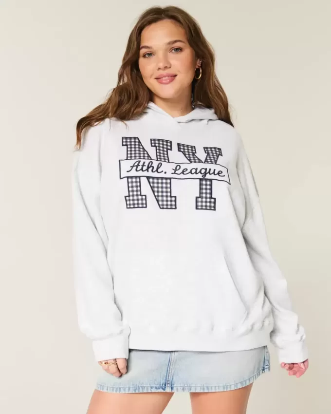 Übergroßer Hoodie mit NY-Grafik