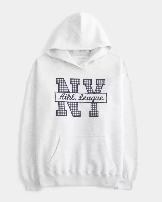 Übergroßer Hoodie mit NY-Grafik