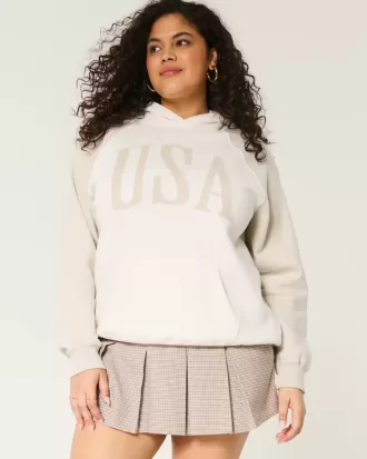 Übergroßer Hoodie mit USA-Grafik