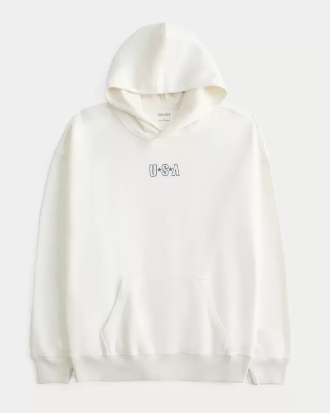 Übergroßer Hoodie mit USA-Grafik