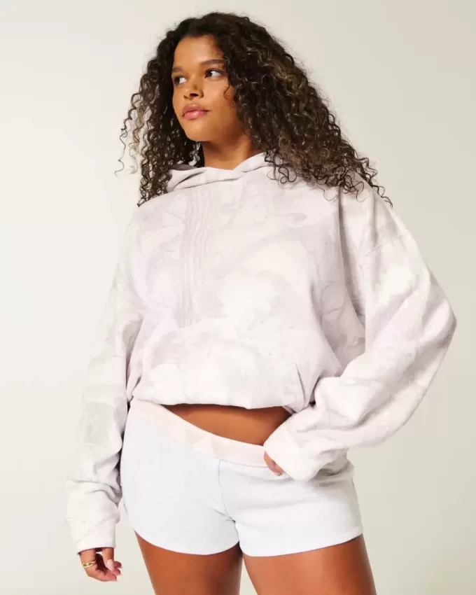 Übergroßer Kapuzenpullover in Rosa mit Camouflage-Muster