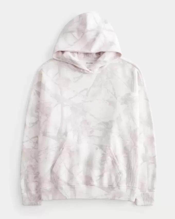 Übergroßer Kapuzenpullover in Rosa mit Camouflage-Muster