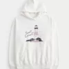 Übergroßer Kapuzenpullover mit East Coast-Grafik