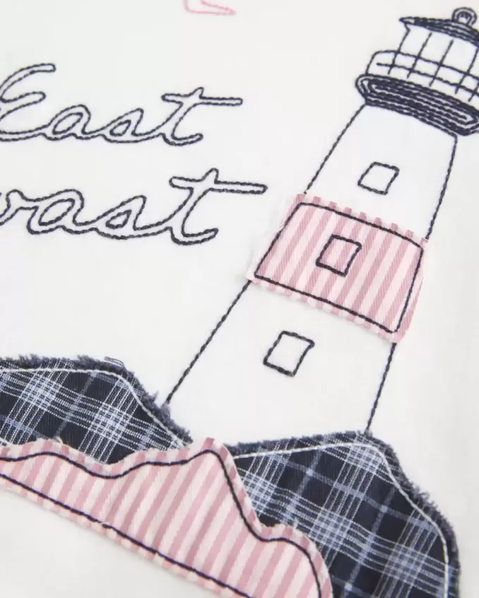 Übergroßer Kapuzenpullover mit East Coast-Grafik