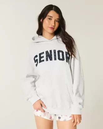 Übergroßer Senior-Kapuzenpullover mit Grafik