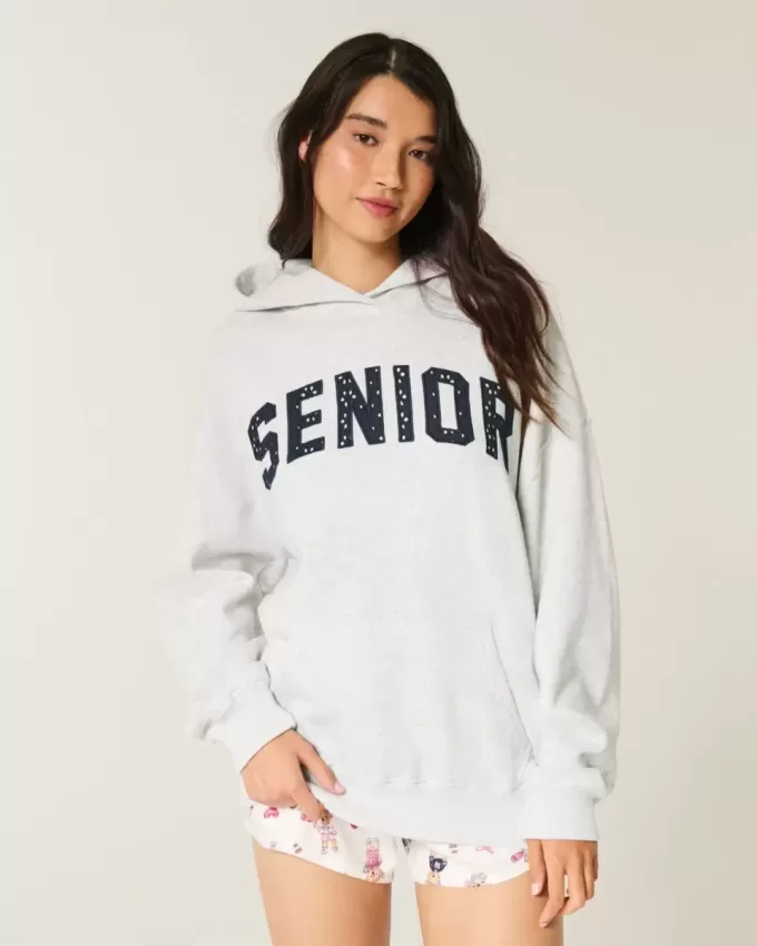 Übergroßer Senior-Kapuzenpullover mit Grafik