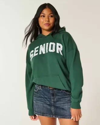 Übergroßer Senior-Kapuzenpullover mit Grafik