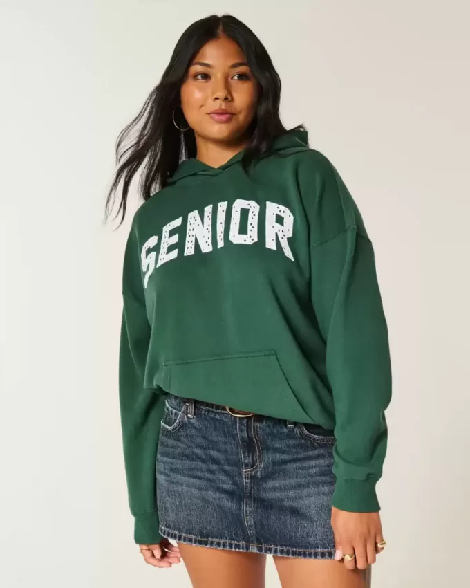 Übergroßer Senior-Kapuzenpullover mit Grafik