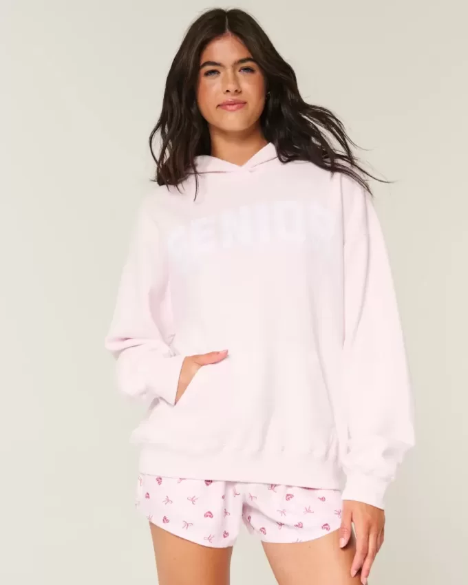 Übergroßer Senior-Kapuzenpullover mit Grafik