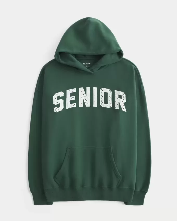 Übergroßer Senior-Kapuzenpullover mit Grafik