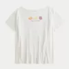 Übergroßes schulterfreies Farmers Market-Grafik-T-Shirt Übergroßes schulterfreies Farmers Market-Grafik-T-Shirt
