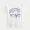 Übergroßes schulterfreies Kauai-Grafik-T-Shirt