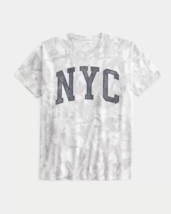 Übergroßes T-Shirt mit Camouflage-Grafik „NYC“