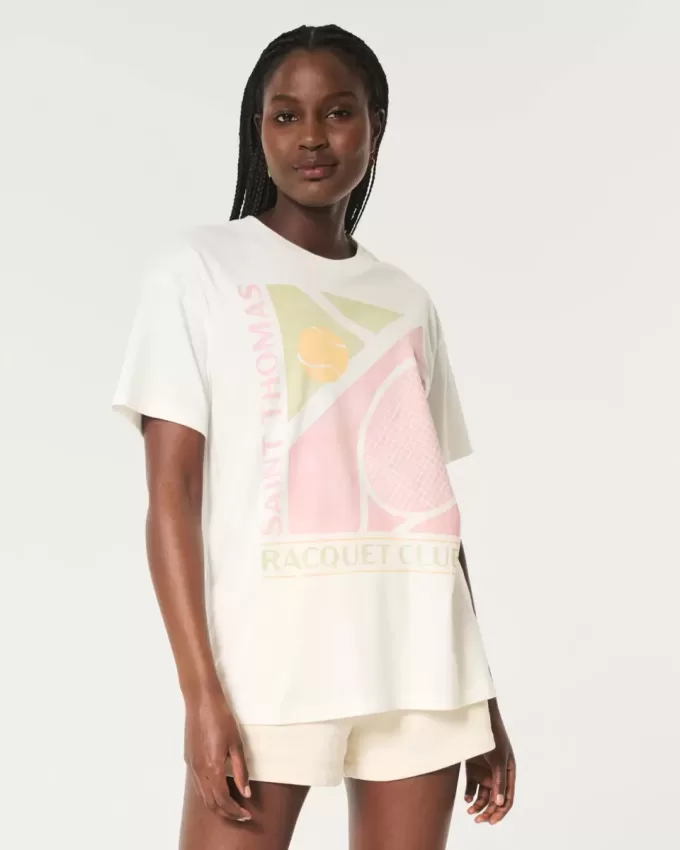 Übergroßes T-Shirt mit Grafik des Saint Thomas Racquet Club