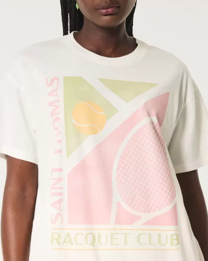 Übergroßes T-Shirt mit Grafik des Saint Thomas Racquet Club