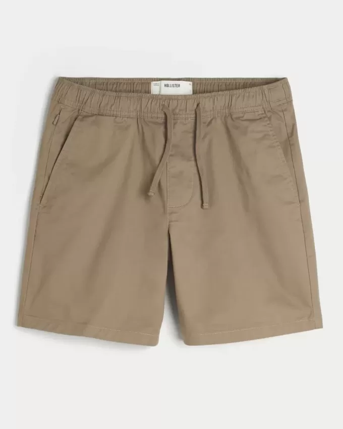 Überknielange Twill-Schlupfshorts