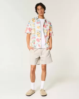 Überknielange Twill-Schlupfshorts