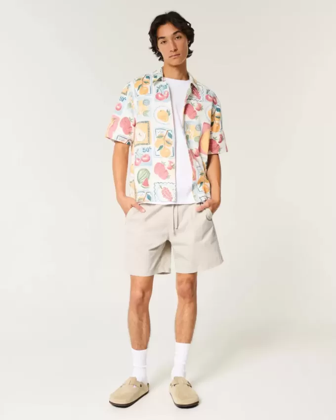 Überknielange Twill-Schlupfshorts