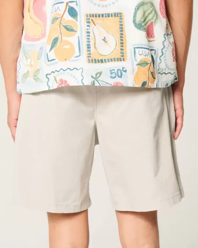 Überknielange Twill-Schlupfshorts