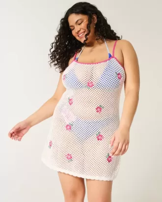 Überwurfkleid im Häkelstil mit Blumenstickerei