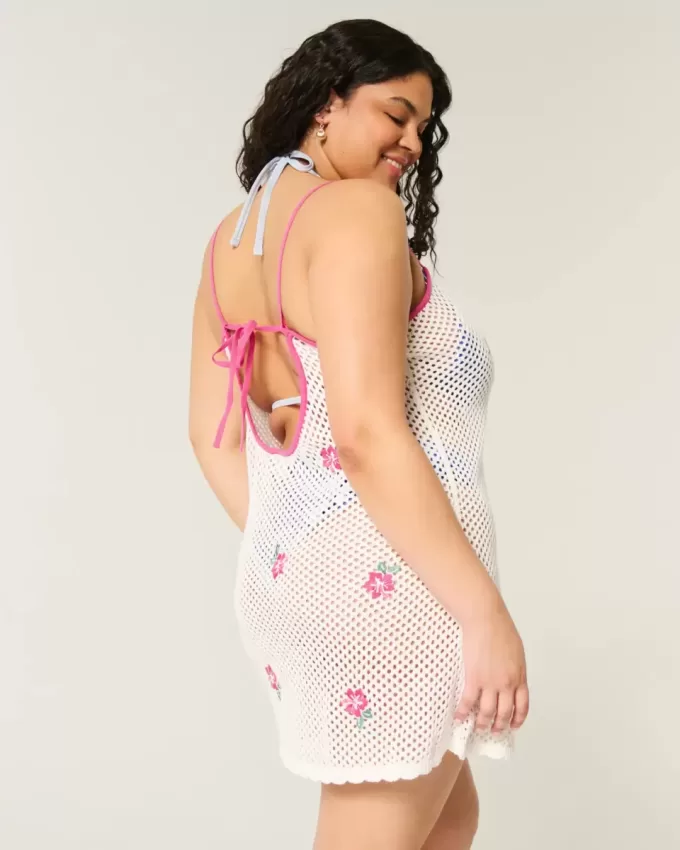 Überwurfkleid im Häkelstil mit Blumenstickerei Überwurfkleid im Häkelstil mit Blumenstickerei
