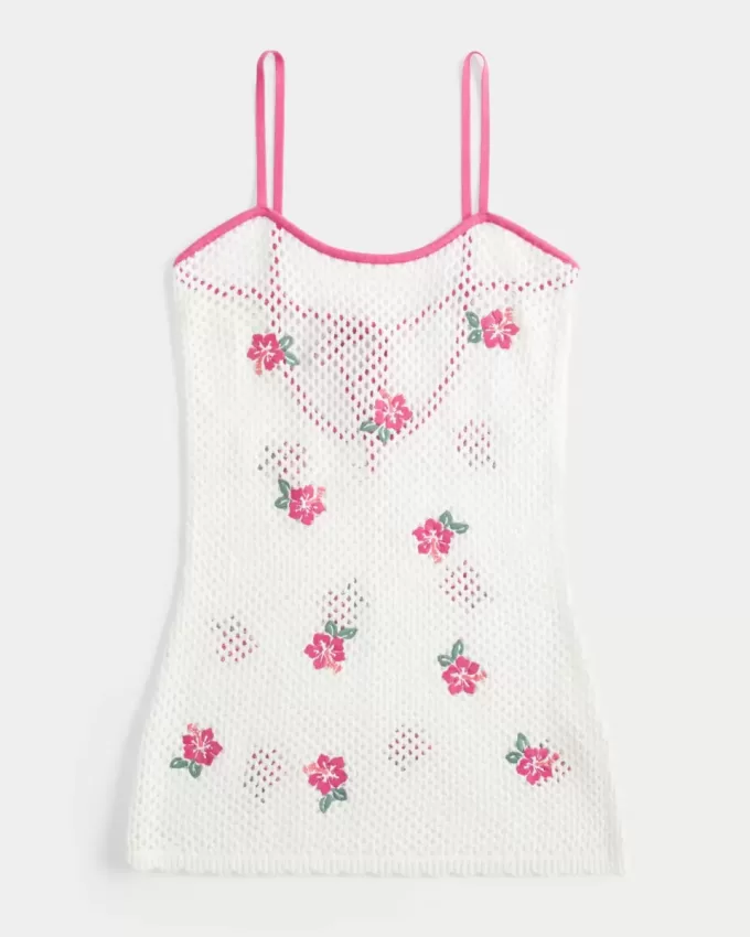 Überwurfkleid im Häkelstil mit Blumenstickerei Überwurfkleid im Häkelstil mit Blumenstickerei