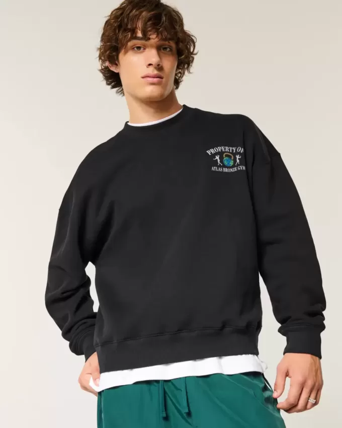 Boxy Atlas Bronze Gym Graphic Crew Sweatshirt Boxy Atlas Bronze Gym Graphic Crew Sweatshirt