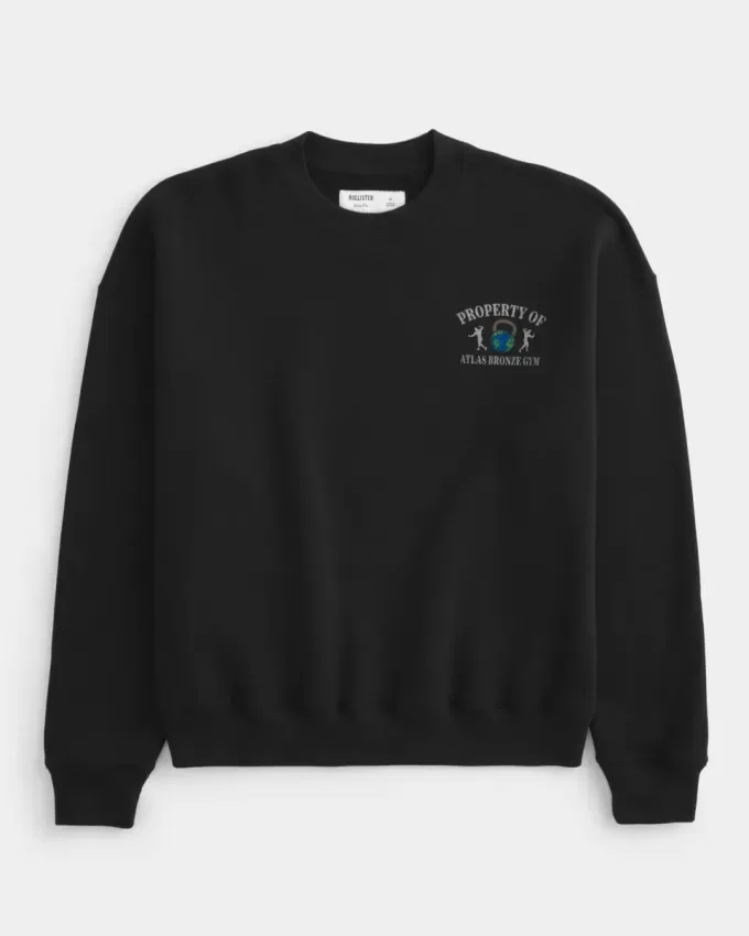 Boxy Atlas Bronze Gym Graphic Crew Sweatshirt Boxy Atlas Bronze Gym Graphic Crew Sweatshirt